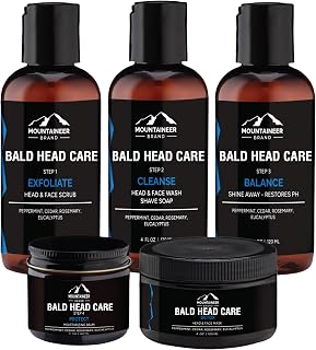 Mountaineer Brand Bald Head Care - Men's All Natural Complete Bald Head Care System - 5 Piece Daily Skin Care Kit