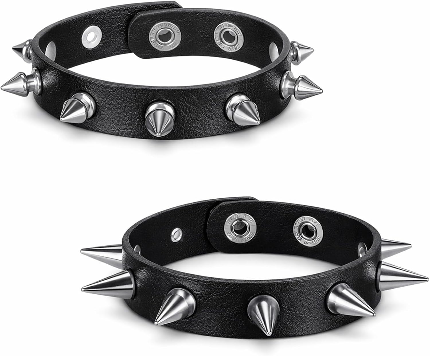 2 Pcs Punk Spike Bracelet, Studded Bracelets Leather Rivets Goth Spiked Bracelet Adjustable Spiky Cuff Wristband Metal Wristband Punk Accessories
