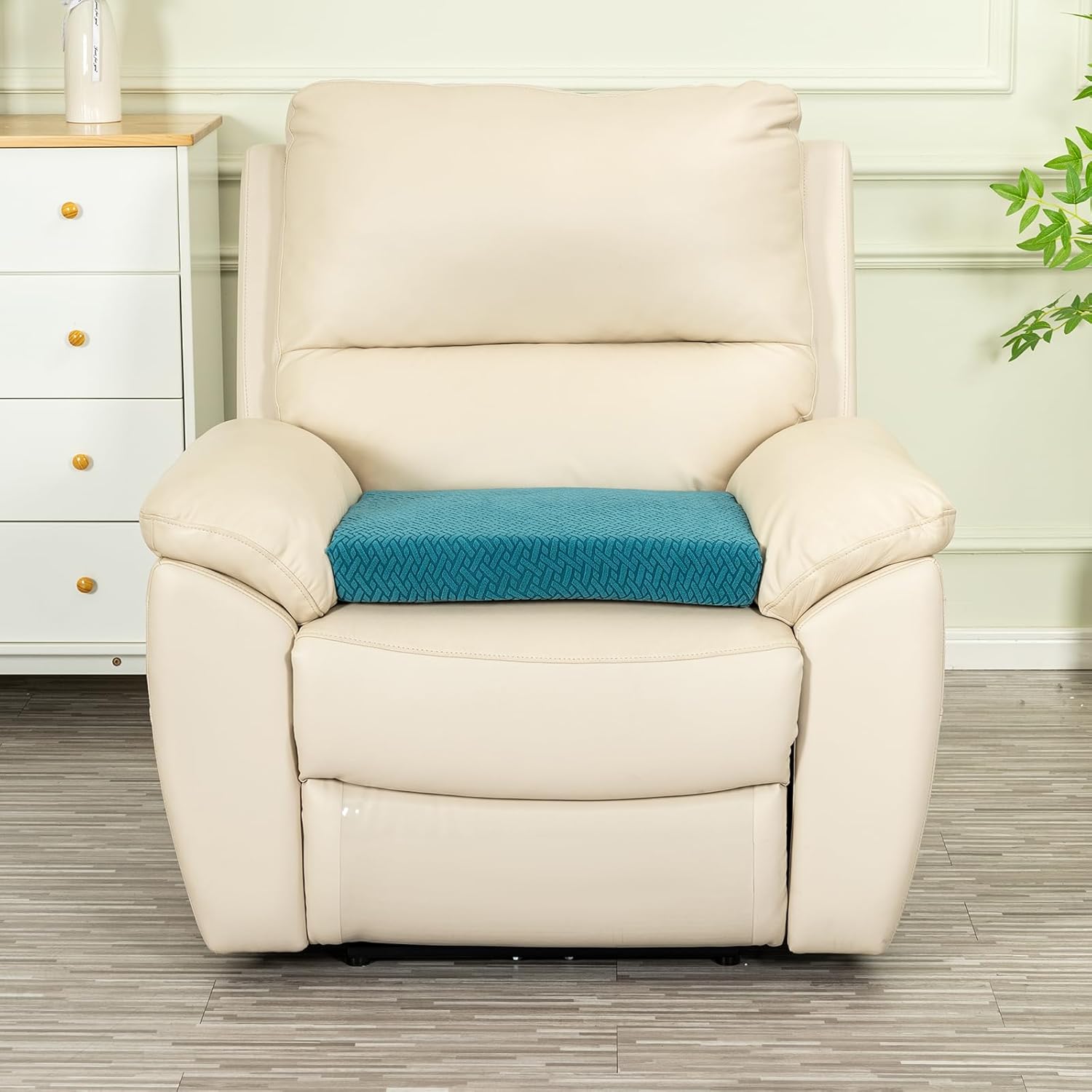 Recliner Cushions for Long Sitting Foam Seat Cushion Soft Tufted Layer for Elderly Seniors, Recliner Chair, Floor Pillow, Office Chair, Car, No Pressure on Thighs, 20X20X3 Inch - Knitted Blue