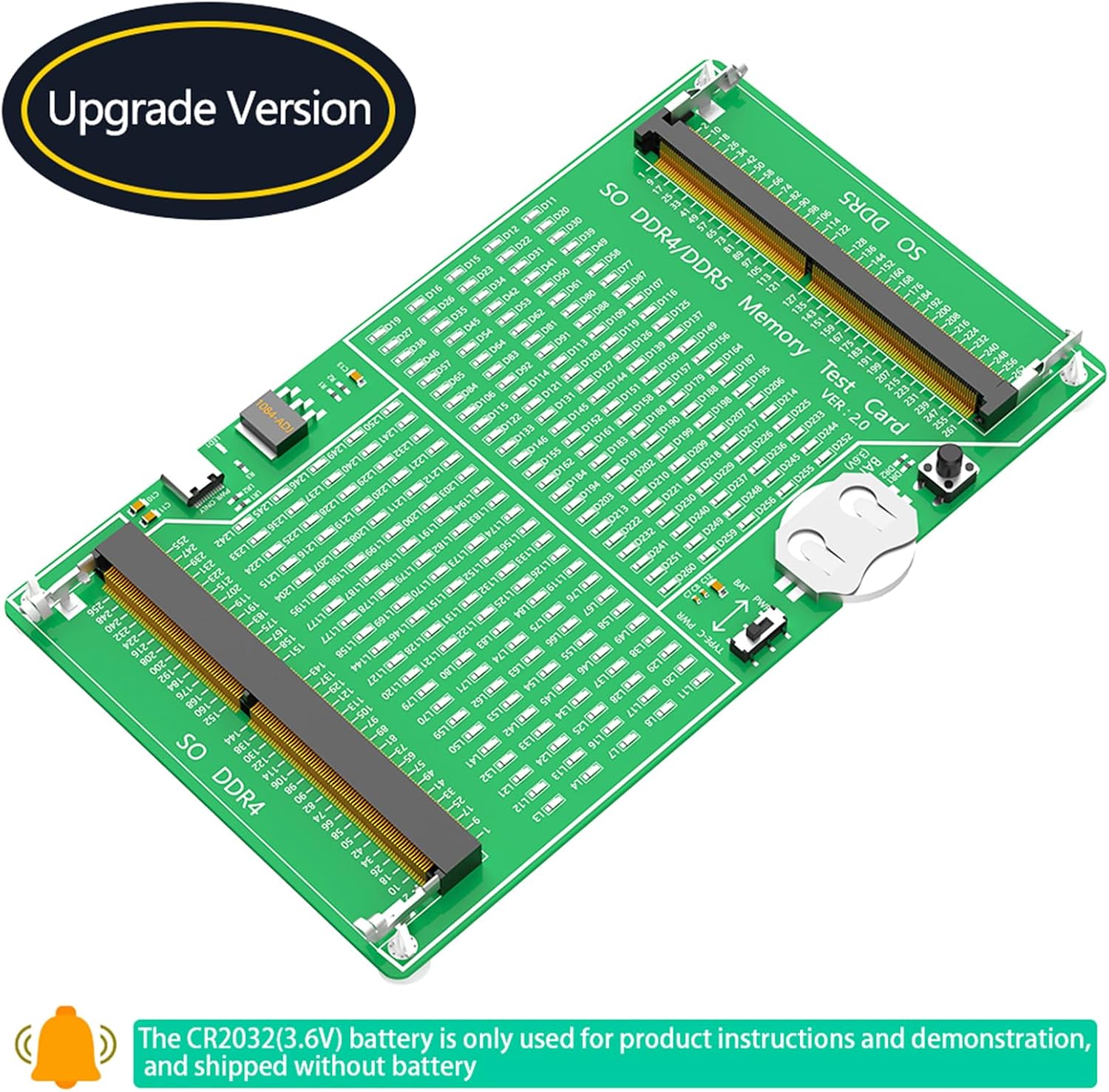 Computer Adapter Board with Laptop SO DDR4 DDR5 Memory Testing Card PCB Circuit Tool with LED Indicators Computer Adapter Board