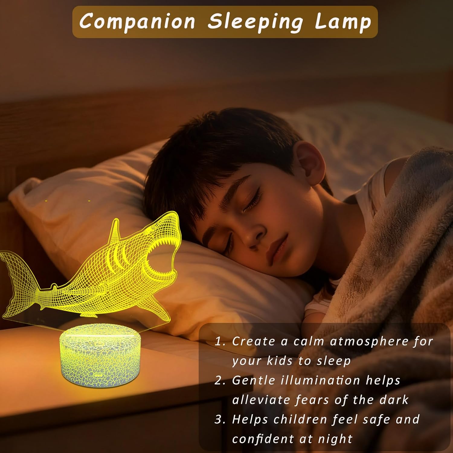 Shark Gifts for Shark Lover, 3D Nursery Night Light Lamp, Multi Color Change Timer Dimmalbe Remote Control, Bedroom Megalodon Theme Decor, Birthday Gift for Boy Girl Kids Teens Women Men