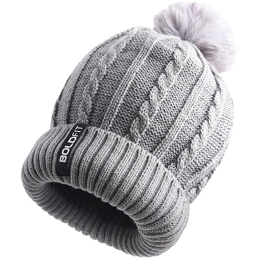 Woolen Winter Cap for Girls Grey