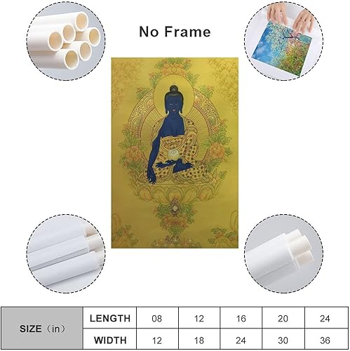 Miniatura 2 de Pintura de Buda de medicina, póster Thangka Thangka, póster de arte de pared, lienzo para regalo, impresiones de sala de estar, decoración de