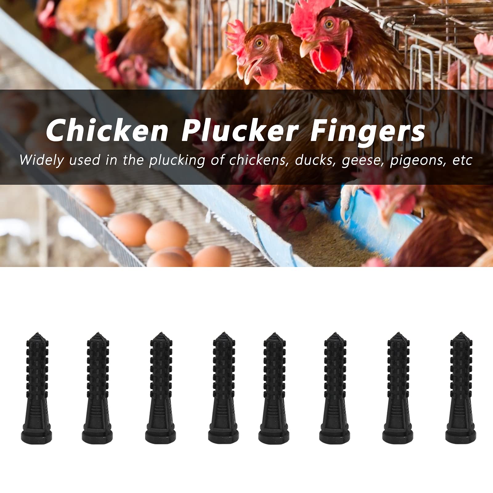 HEEPDD Sostituzione delle Dita in Gomma per Spiumatrice di Pollame per la Spiumatrice Automatica di Pollo e Qualsiasi Parte per la Rimozione di Piume di Pollame, 50 Pezzi (Nero)