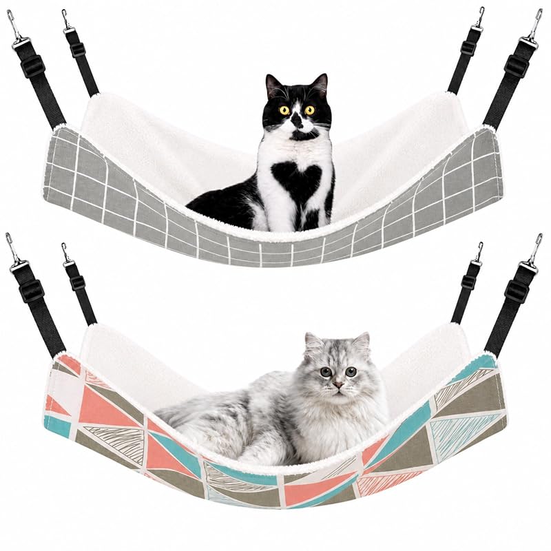 Rede suspensa para gatos em gaiola, dupla face em linho e fleece, Jetec, tamanho M, pacote com 2
