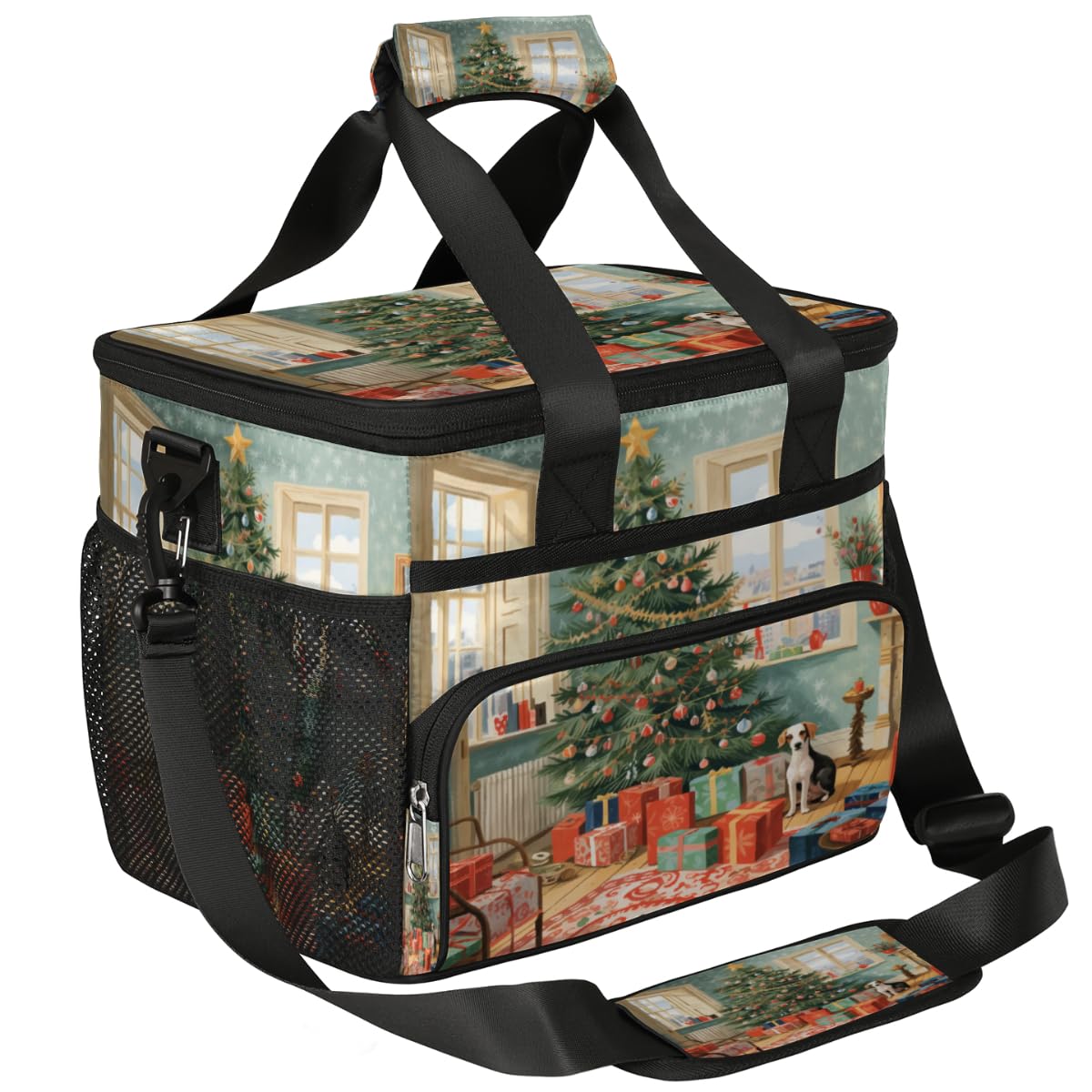 Insulated Picnic Backpack Lunch Box for Women Men Picnic Basket Tote Lunch Bag Picnic Bag Portable Lunch Bags for Picnic, Beach, Work, Trip,Office, Camp Christmas Tree Home Decor