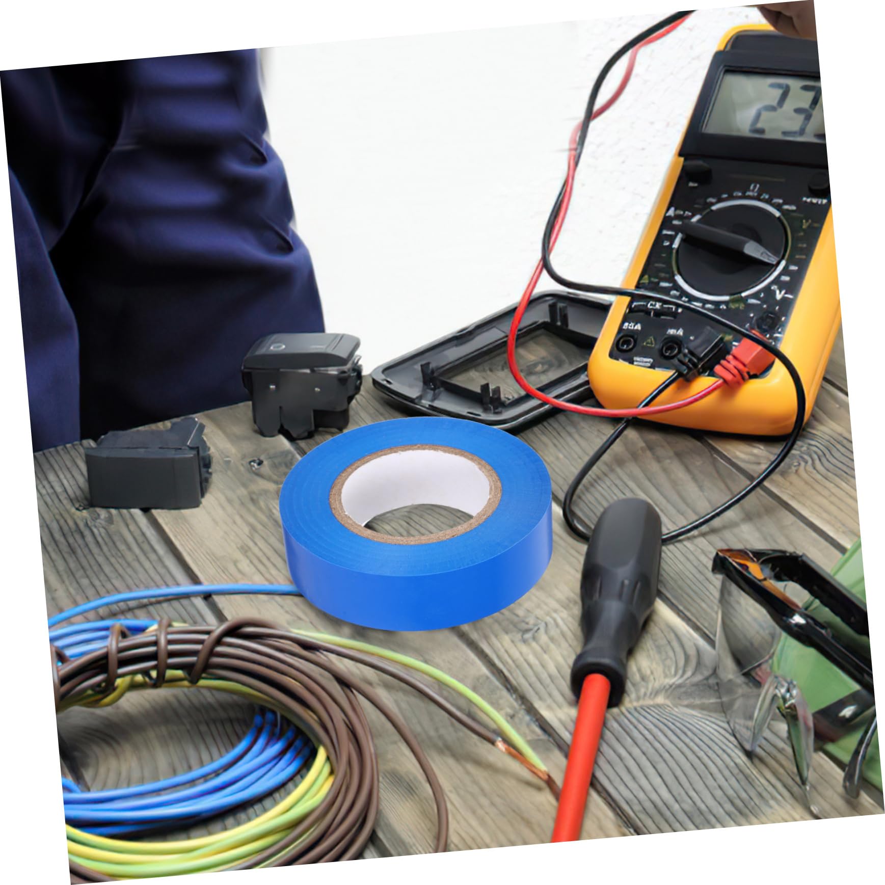 Striscia isolante in gomma, 6 rotoli di nastri elettrici multifunzionali Nastro isolante for elettricisti for l'avvolgimento cavi(Blue)