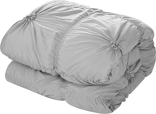 Miniatura 4 de Chic Home Halpert - Juego de edredón plateado de 6 piezas, tamaño King (6 piezas), ropa de cama plisada de microfibra con pliegues, fundas, falda de