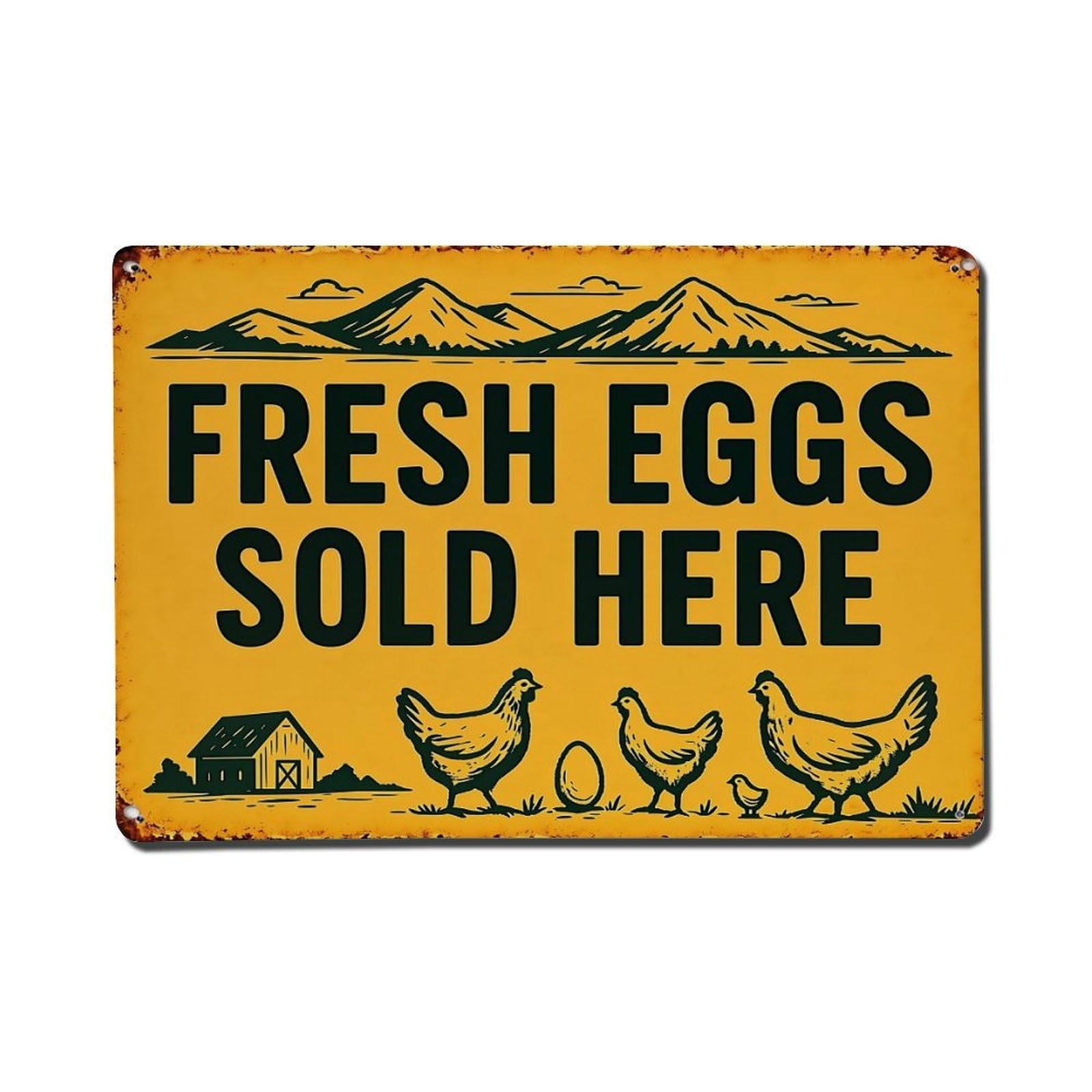 Fresh Eggs Sold Here Sign Vintage Tin Sign Retro Metal Wall Decor Metal Poster, Home Bar Garage Farmhouse Cafe Wall Art Decoration 8x12Inches