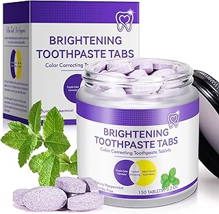 150PCS Purple Toothpaste Tablets, Nano Hydroxyapatite Toothpaste Tablets for Teeth Whitening, Natural Peppermint Fluoride Free Remineralizing Tablets, Deeply Cleaning Gums, Stain Removal