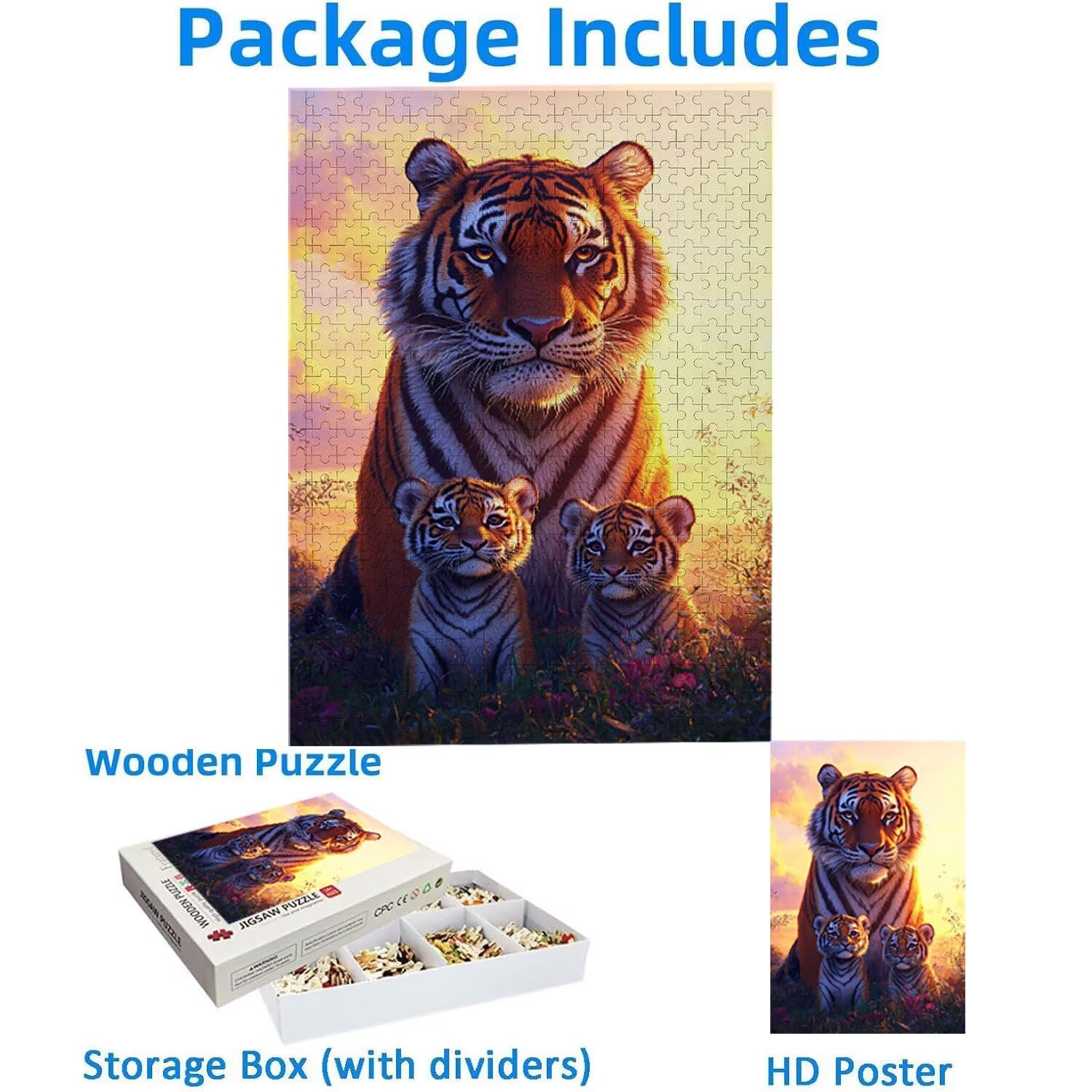 1500 Pezzi di Puzzle, Tigre1500 Pezzi di Puzzle per Adulti, Regalo di Anniversario, Regalo di Natale, Decorazione Della Casa, Prevenzione Della Degenerazione Cerebrale Negli Anziani v-535