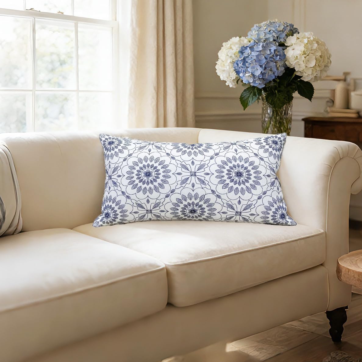 Slow Cow Embroidered Lumbar Throw Pillow Cover 12 x 24 Inch Navy Blue image 3