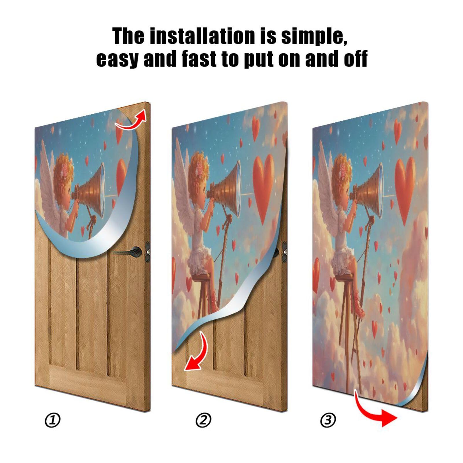 FLildon Cloud Cupid Valentine's Day Door Cover Decoration, Party Accessory Porch Decor for Festive Ornament Room Door Covers 35 x 79 Inch