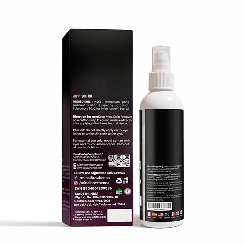 Miniatura 2 de Quitamanchas de tinte de henna Mina, elimina suavemente el color del cabello del cuero cabelludo, la piel alrededor de las cejas, el cabello, la