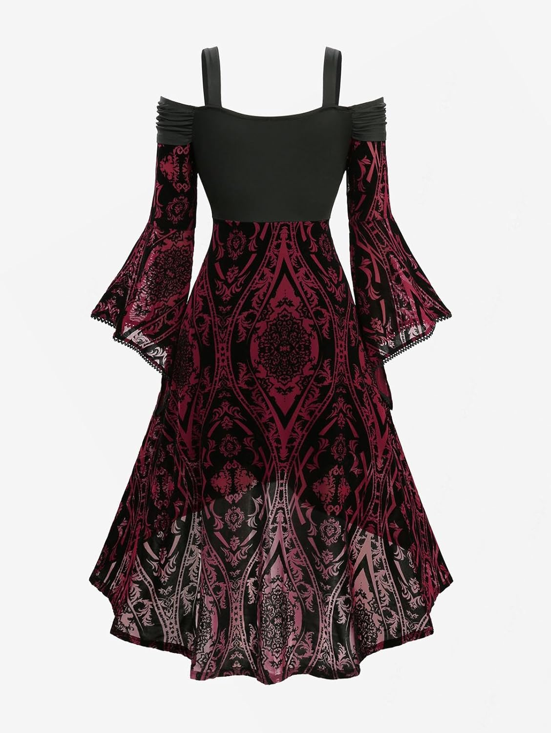 ROSE GAL Plus Size Womens Renaissance Costume Medieval Goth Cold Shoulder Dress - Image 3