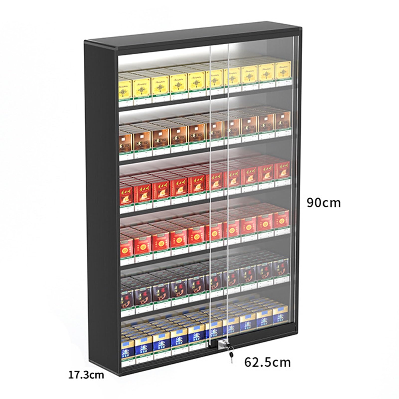 Expositor de cigarrillos, estantes de exhibición para tiendas minoristas, supermercados y mercados, vitrina de exhibición de cigarrillos de pared, organizador d,Black-24.61x6.81x35.43in/62.5x17.3x90CM