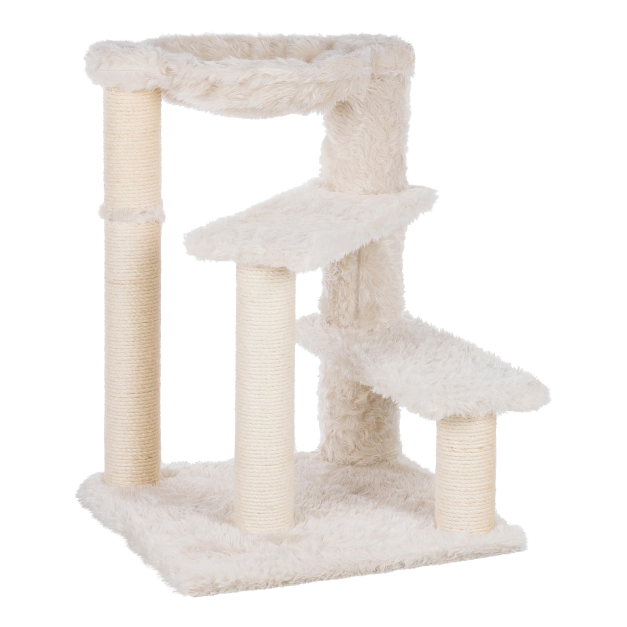 Trixie Baza Scratching Post – Cat Tower with Jute Posts, Hammock & Step Platforms – Indoor Cat Furniture for Scratching & Climbing – Cream, 19.7" x