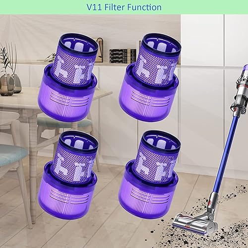 Vista 6 de Paquete de 4 filtros de repuesto para aspiradora inalámbrica V11 SV14 Animal y V15 para modelos de detección Dyson V11 SV14 Animal y V15, comparados