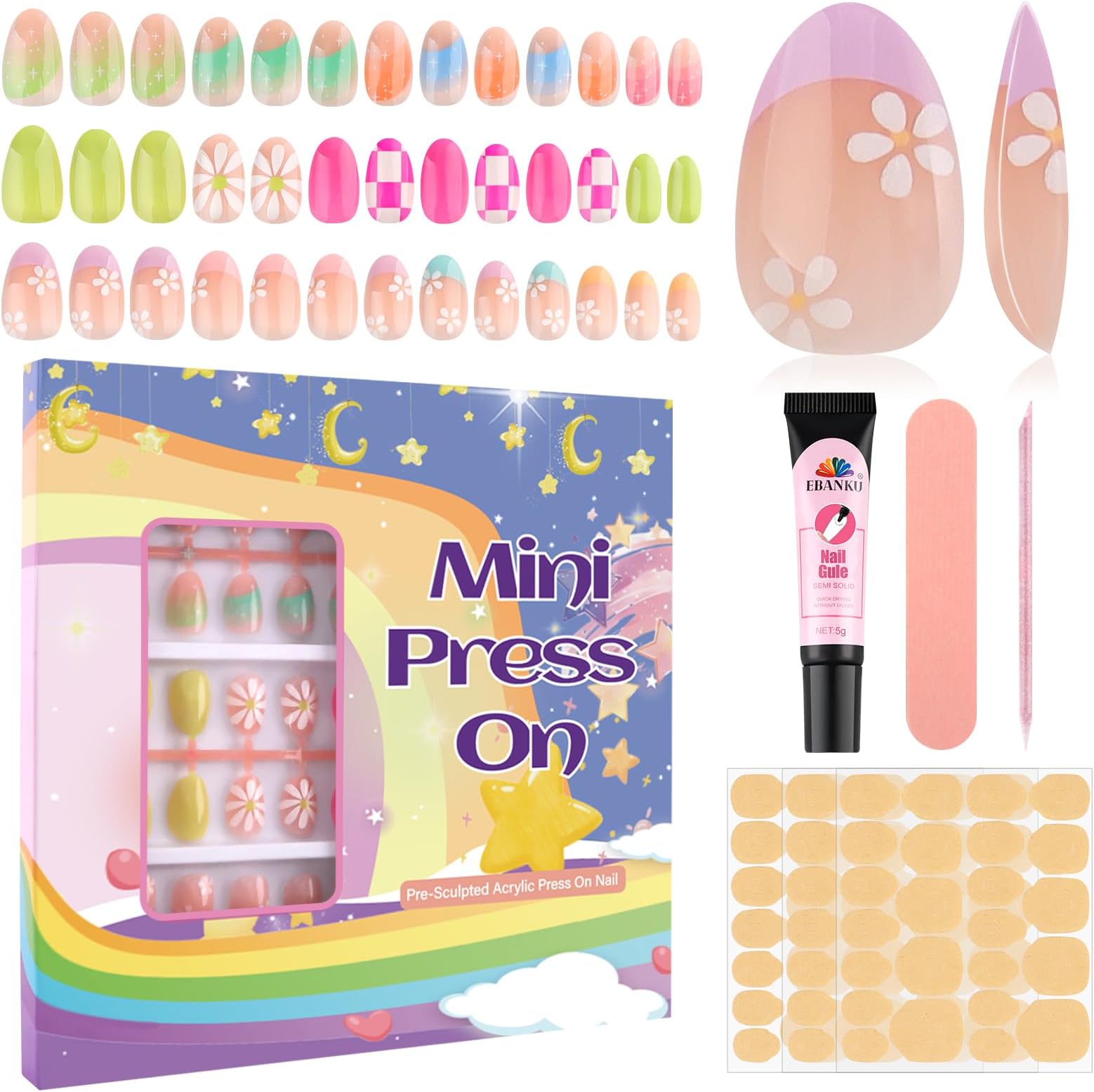 78 Pcs Press on Nails for Kids, Kalolary Fake Nail for Girls