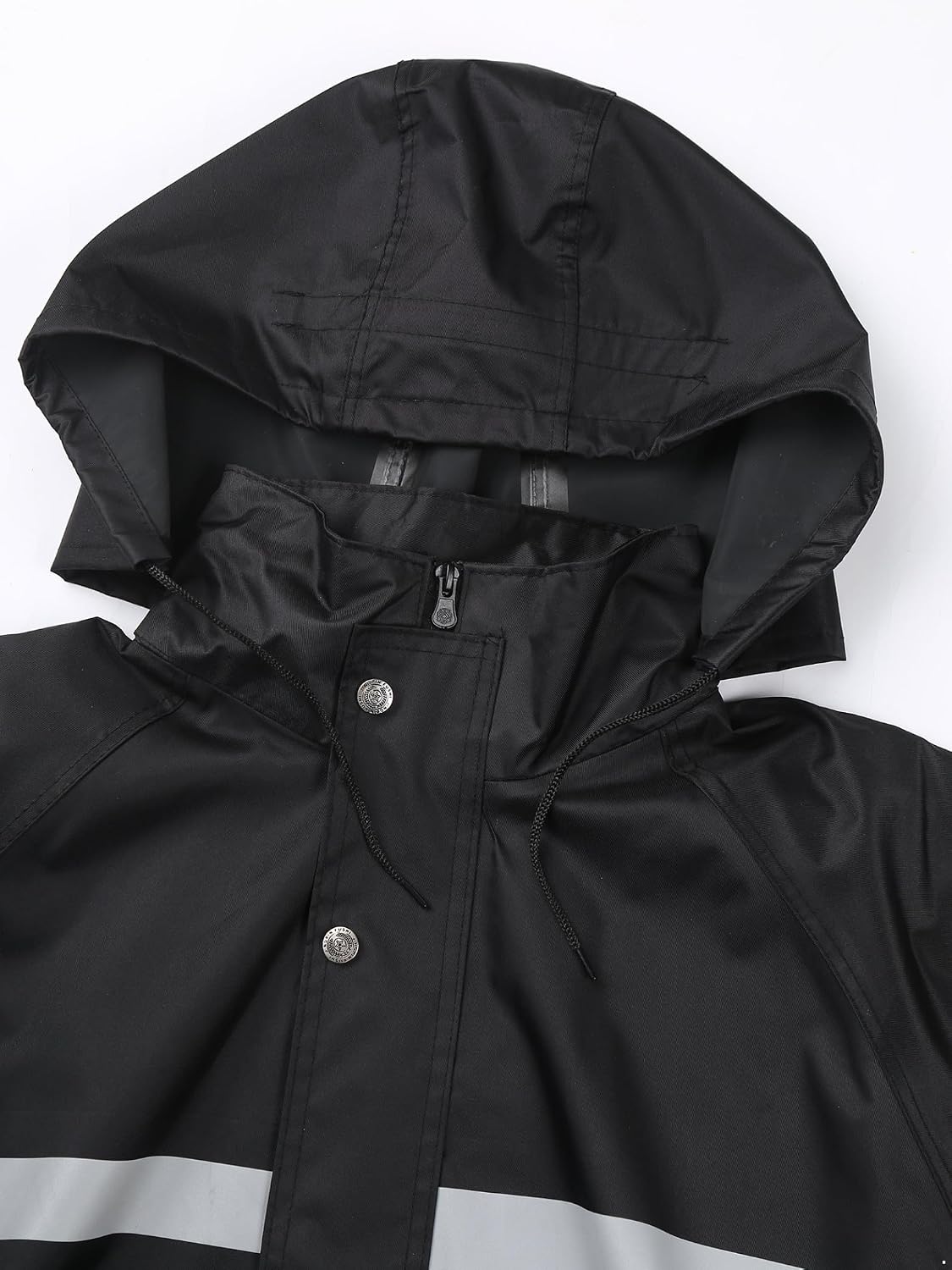 Jugaoge Mens Long Hooded Safety Rain Jacket Waterproof Emergency Raincoat Poncho Long Rain Coat