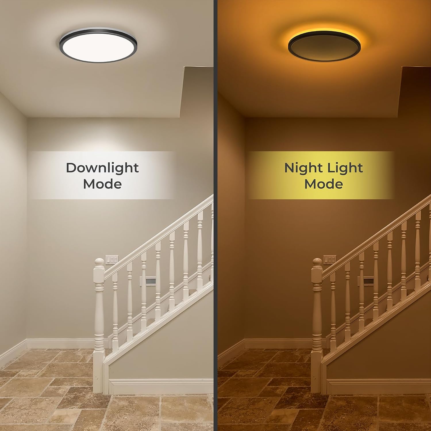 Matane Flush Mount Ceiling Light Fixture with Remote Control, Nightlight 8.7 Inch 18W 3000K-6500K Adjustable, Led Low Profile Ceiling Lights for Bedroom, Living Room,Dining Room, Kitchen, Round Black
