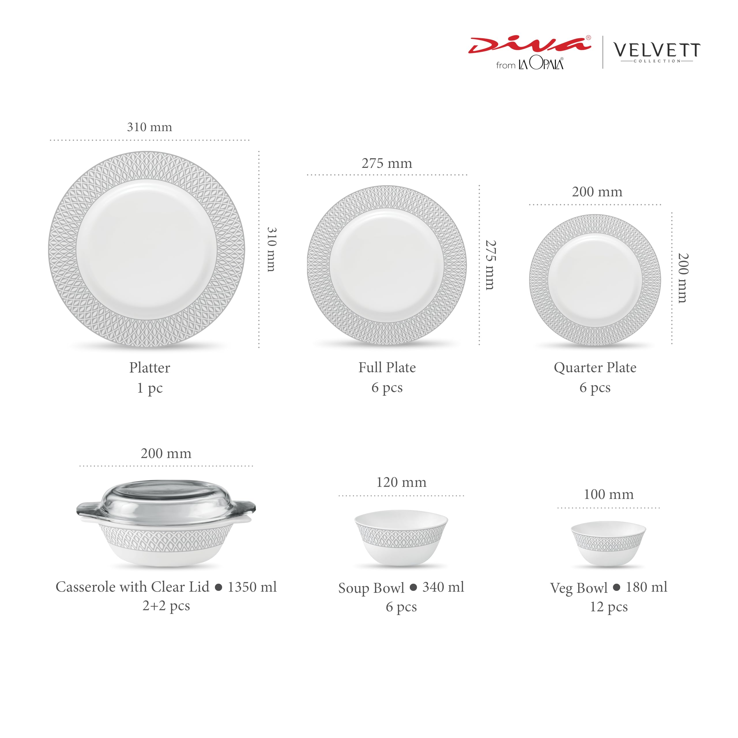 La Opala Diva Velvett Dinner Set - 35 Piece -3 La Opala Diva Velvett Dinner Set - 35 Piece -3
