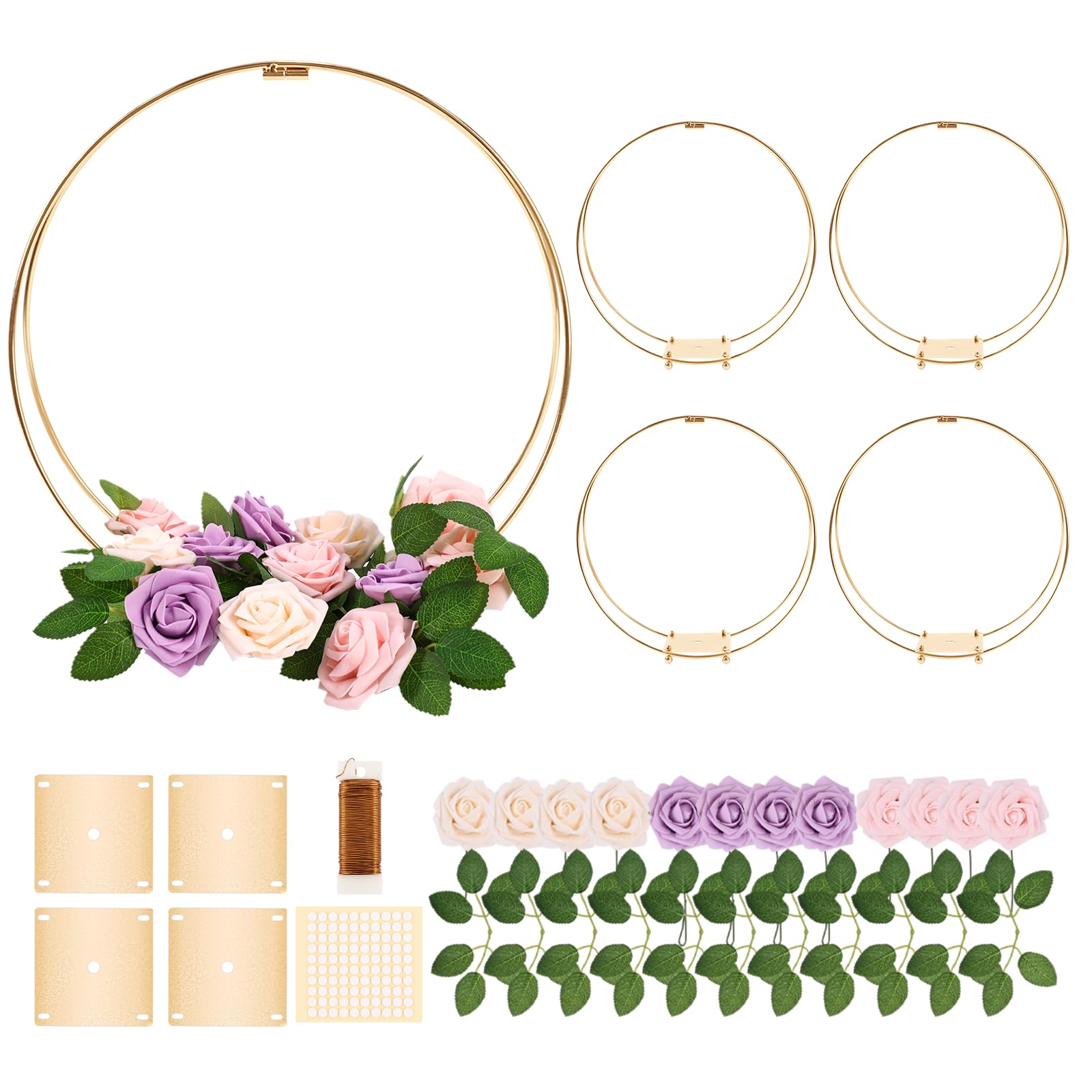 Cercle floral double en métal de 35,6 cm kit complet anti basculement pour centre de table