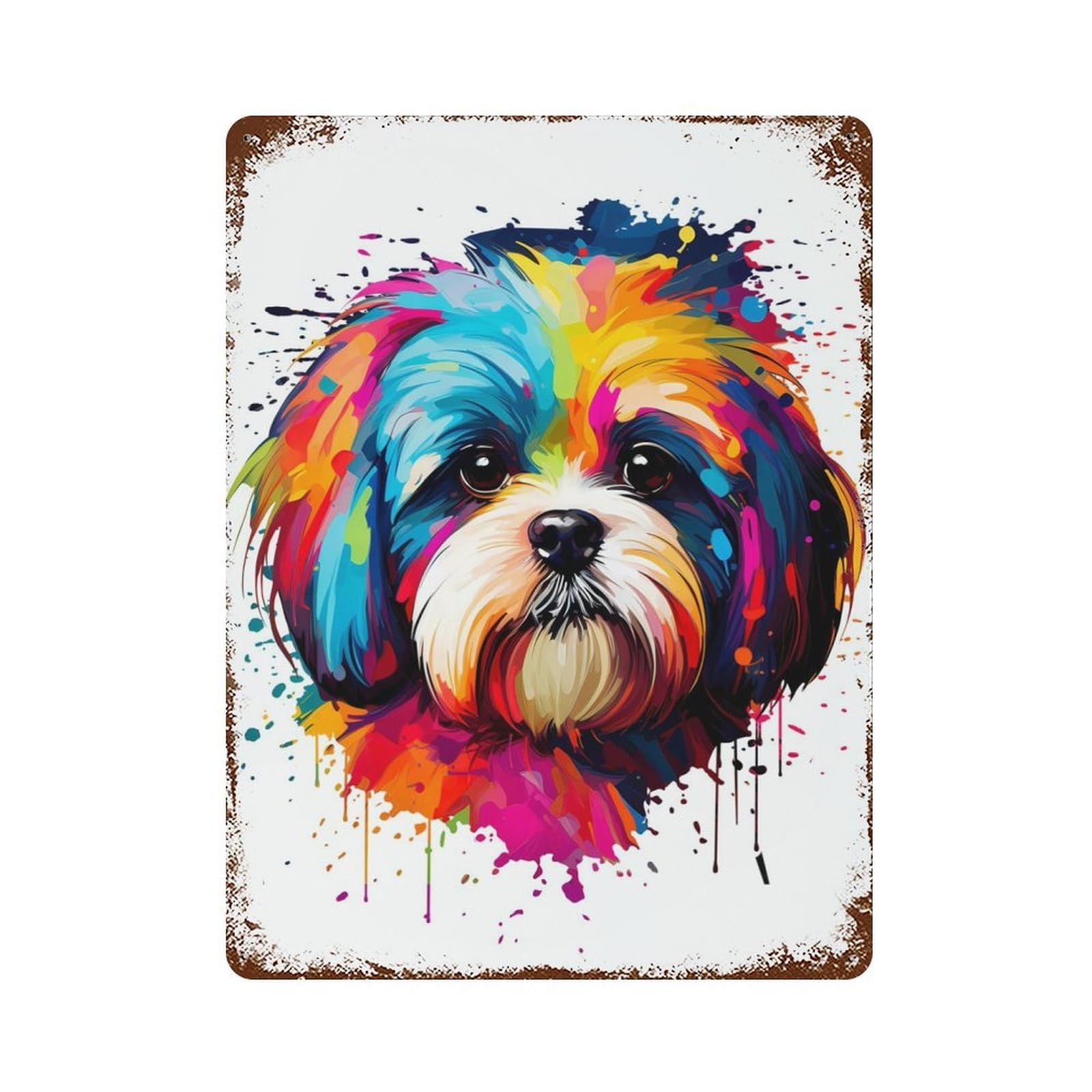 Shih Tzu Colorful Decorative Tin Sign 15.7"x11.8", for Bistro, Counter And Cafe Decor, Classic Wall Plaque