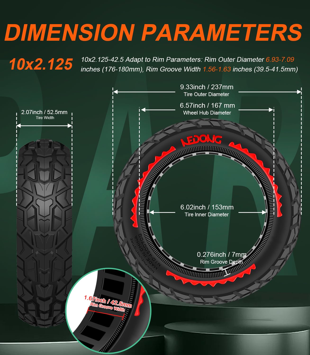 BANGTING 2PCS 10x2.125 E Scooter Reifen für Xiaomi 4 Lite (2nd Gen)