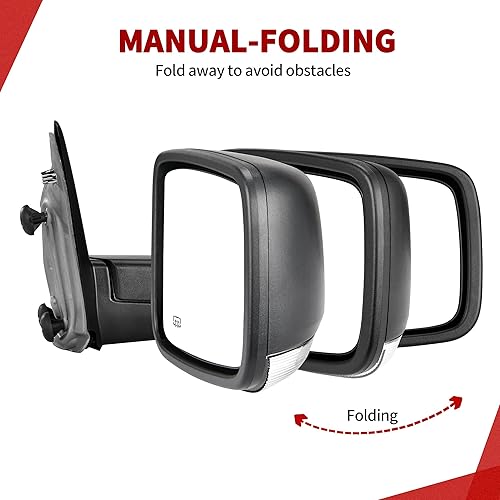 Miniatura 7 de YITAMOTOR Espejo lateral derecho del pasajero compatible con Dodge Ram 1500 2009-2016, Ram 2500 3500 4500 5500, 2010-2016, espejo de puerta