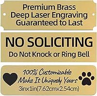 QIPAN Brass Custom Name Plate - Personalized Engraved Do Not Knock Door Sign, 3x1 Inch Weatherproof Plaque with QR/Text/Icon