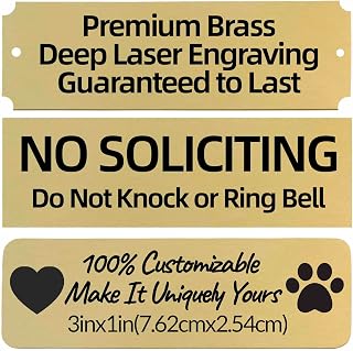 QIPAN Brass Custom Name Plate - Personalized Engraved Do Not Knock Door Sign, 3x1 Inch Weatherproof Plaque with QR/Text/Icon
