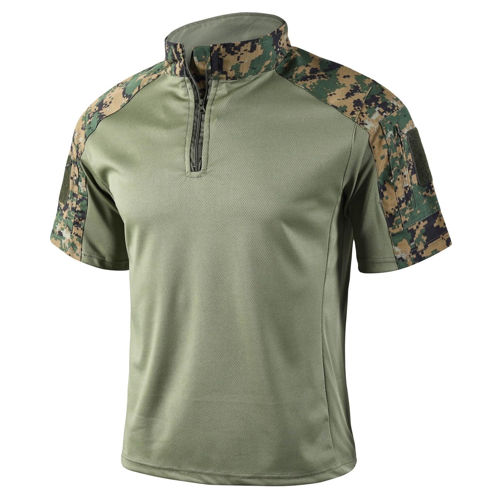 Vynebtrv Tactical Shirt for Men Quarter Zip Short Sleeve Combat Shirt Lightweight Army Security Military Shirts with Pockets(JD,XL)