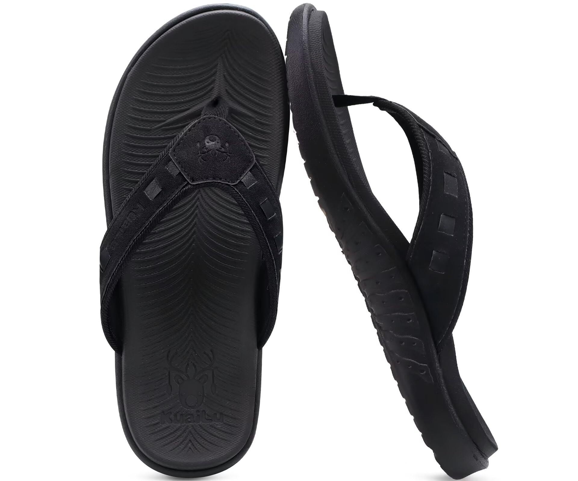 KuaiLu Tongs Hommes Antidérapante Légère Plage Piscine Sport Claquette Sandales Support de L'arche Pantoufle D'été Taille 40-49