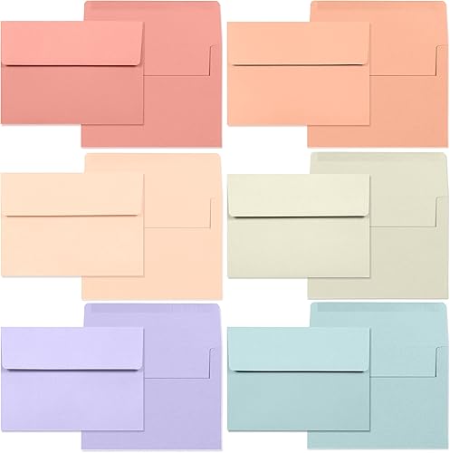 Sobres de 5 x 7 para invitaciones, paquete de 120 sobres A7 para tarjetas de 5 x 7, sobres de invitación de colores, 6 colores pastel cálidos, 5 14