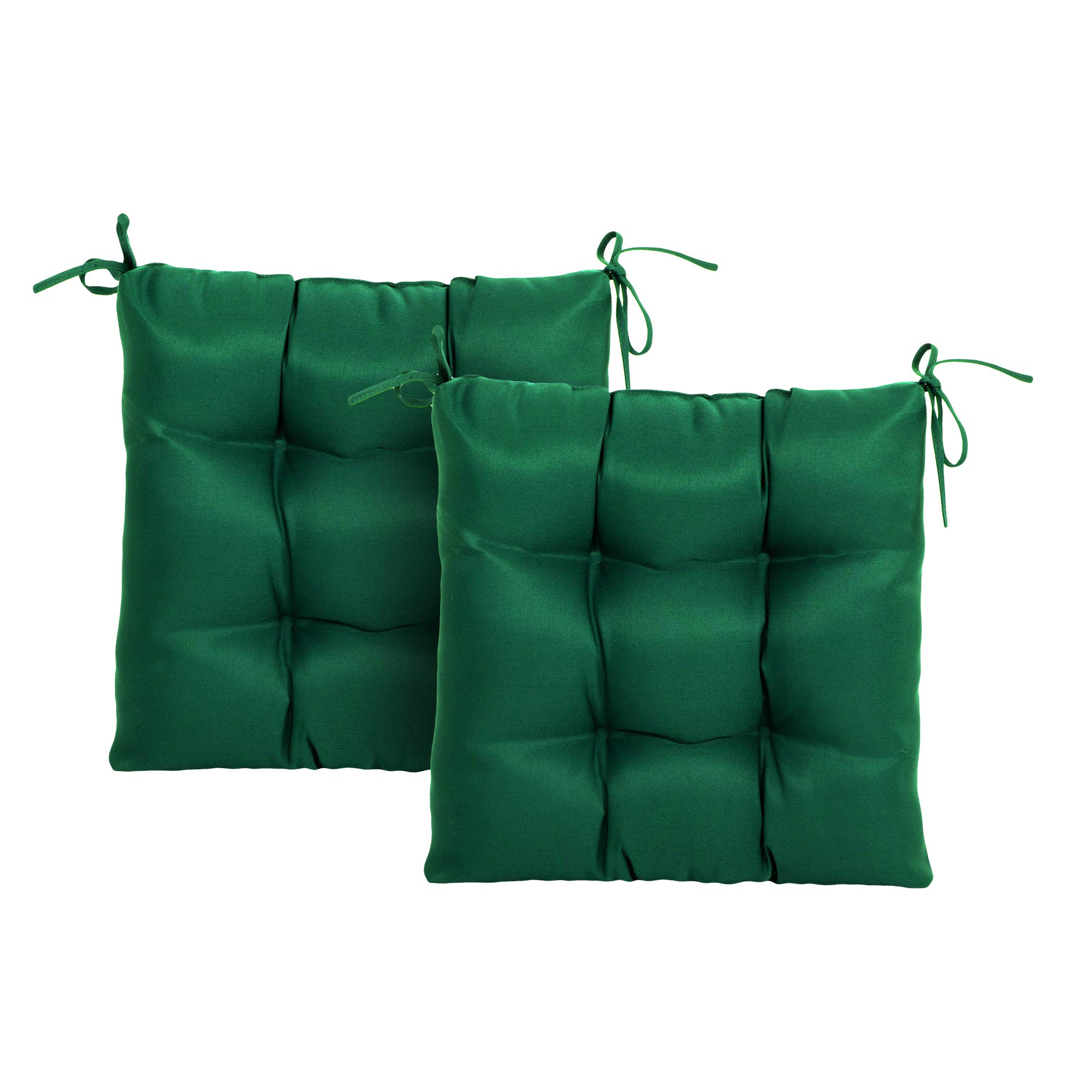 ARTPLANT Outdoor Dinning Seat Pads Cushions with Tie 19"x19"x4",Square Wicker Outdoor Tufted Cushion,Set of 2,Invisible Green