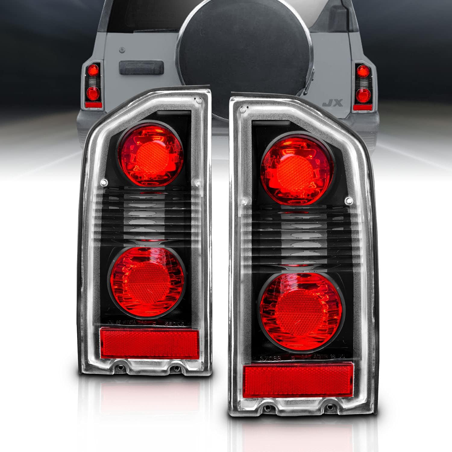AmeriLite Black Euro Replacement Brake Tail Lights Set For 1988-1998 Suzuki Vitara - Passenger and Driver Side