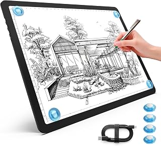 Heanolier A4 LED Copy Board Light Tracing Box,Super Bright Magnetic Light pad with Side physical Buttons,Adjustable Corded Light Table for Tattoo Transferring,Drawing, Light Board for Diamond Painting