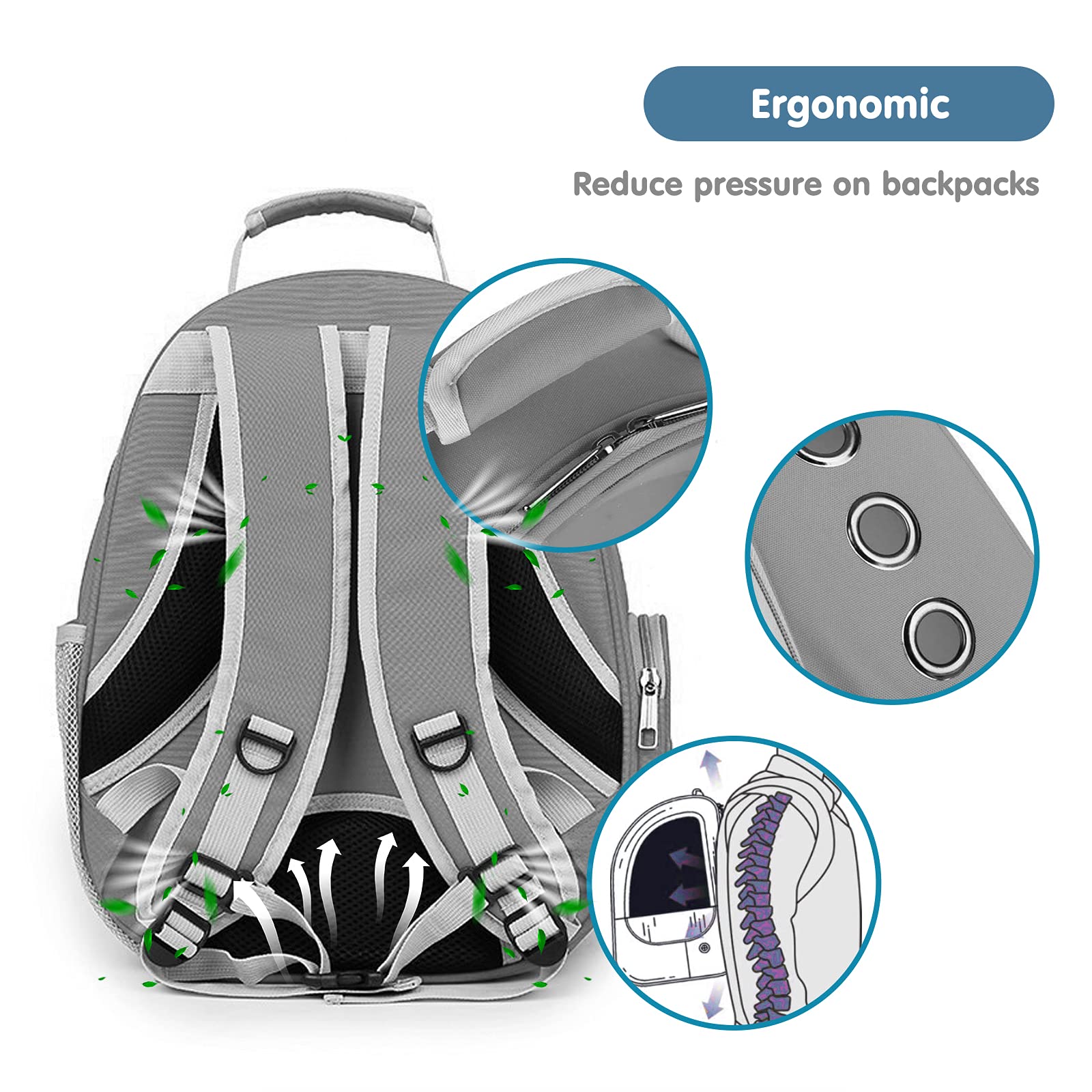 PETCUTE Portatili Trasportino per Animali Zaino Trasparente Zaino per Cani e Gatti con Cinghia di Sicurezza Interna,Capsula Spaziale da Viaggio, Ideale per Viaggi,attività all'aperto Grigio