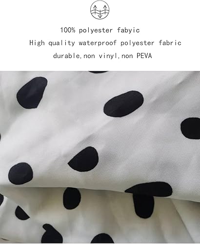 Miniatura 3 de Cortina de ducha de lunares negros para baño, diseño pequeño y moderno de lunares negros sobre blanco, tela de poliéster impermeable para niños, 72