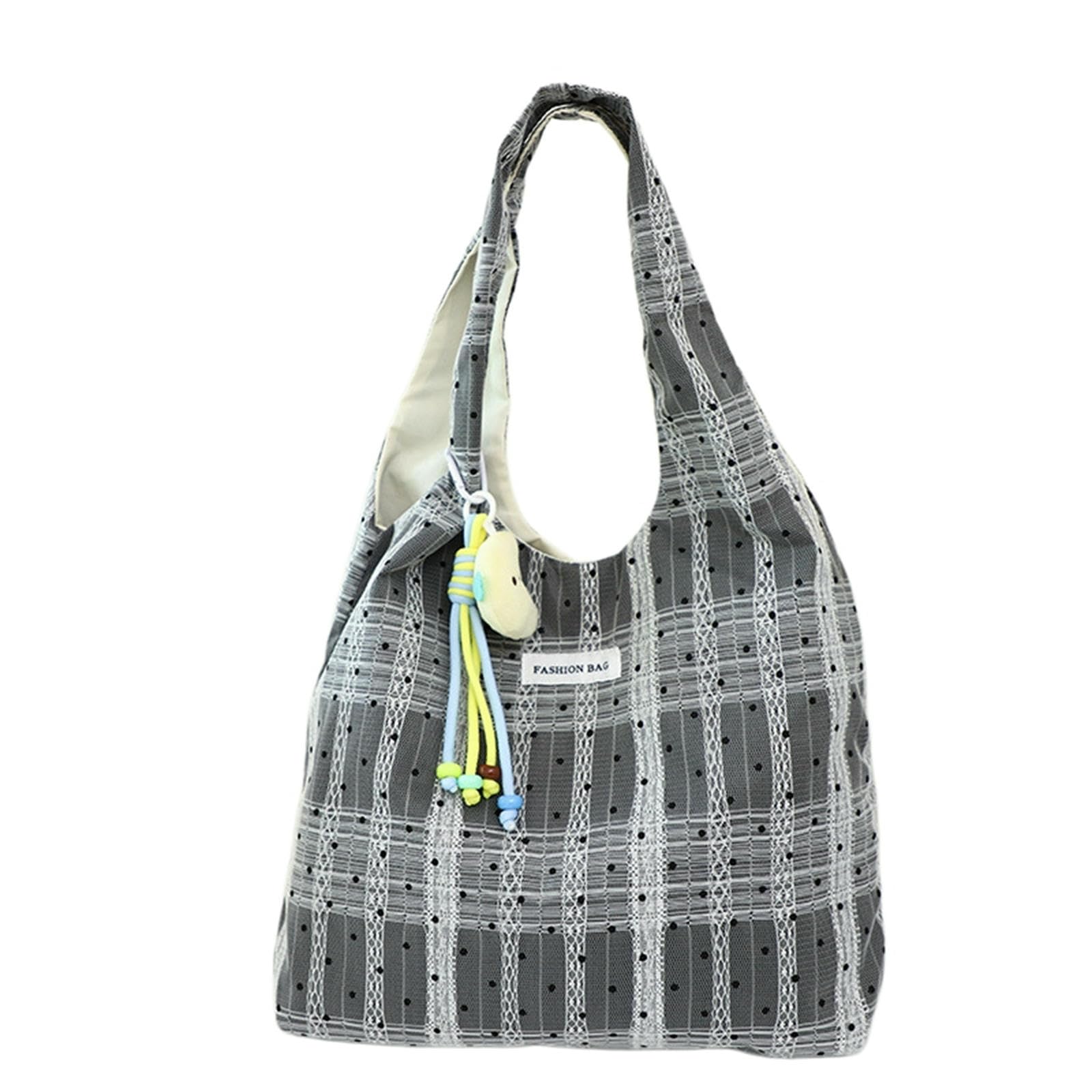 Bolso bandolera de lona con lunares negros para tus paseos de verano