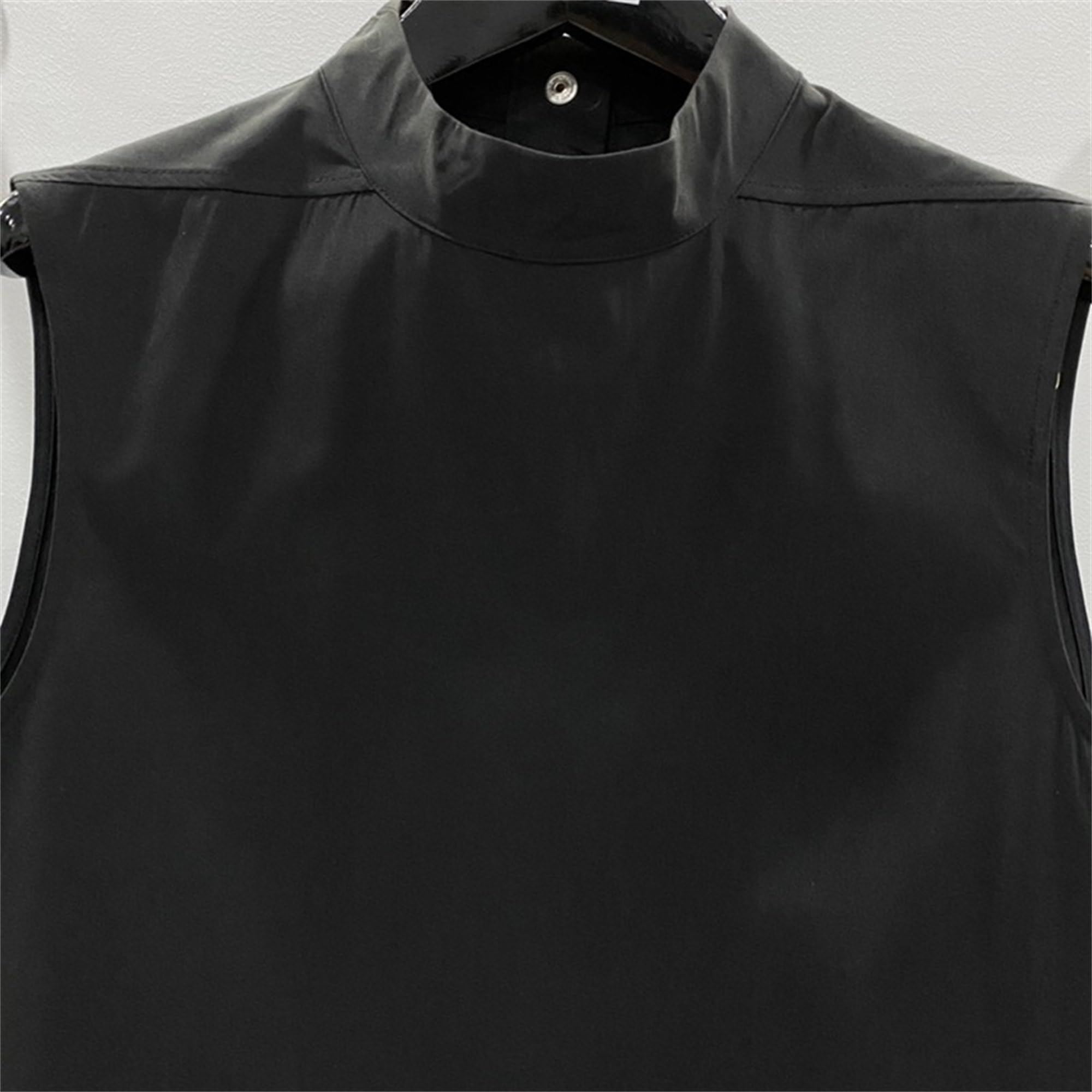 Débardeur pour homme à col montant et boucle - Style streetwear - Couleur unie - Tendance - Sans manches
