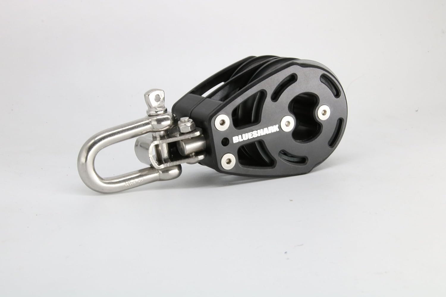Blue Shark 2311-57 mm Fixed Double Aluminum Sailing Block - Max Line: 7/16” (12 mm), Safe Working Load (SWL): 1980 lbs (900kg), Breaking Load: 4180 lbs (1900 kg), (1-Pack)