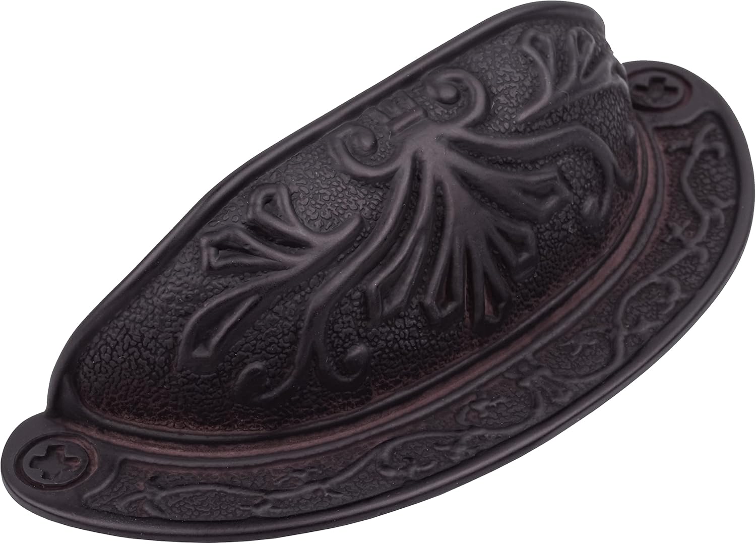 Baroque Scroll Work Oil Rubbed Bronze Drawer Bin Pull | Centers: 2 1/2" | Cup Pull Handle for Antique Cabinet Door, Dresser Drawer, Desk | Furniture Reproduction Hardware | CB4-MOB (6)