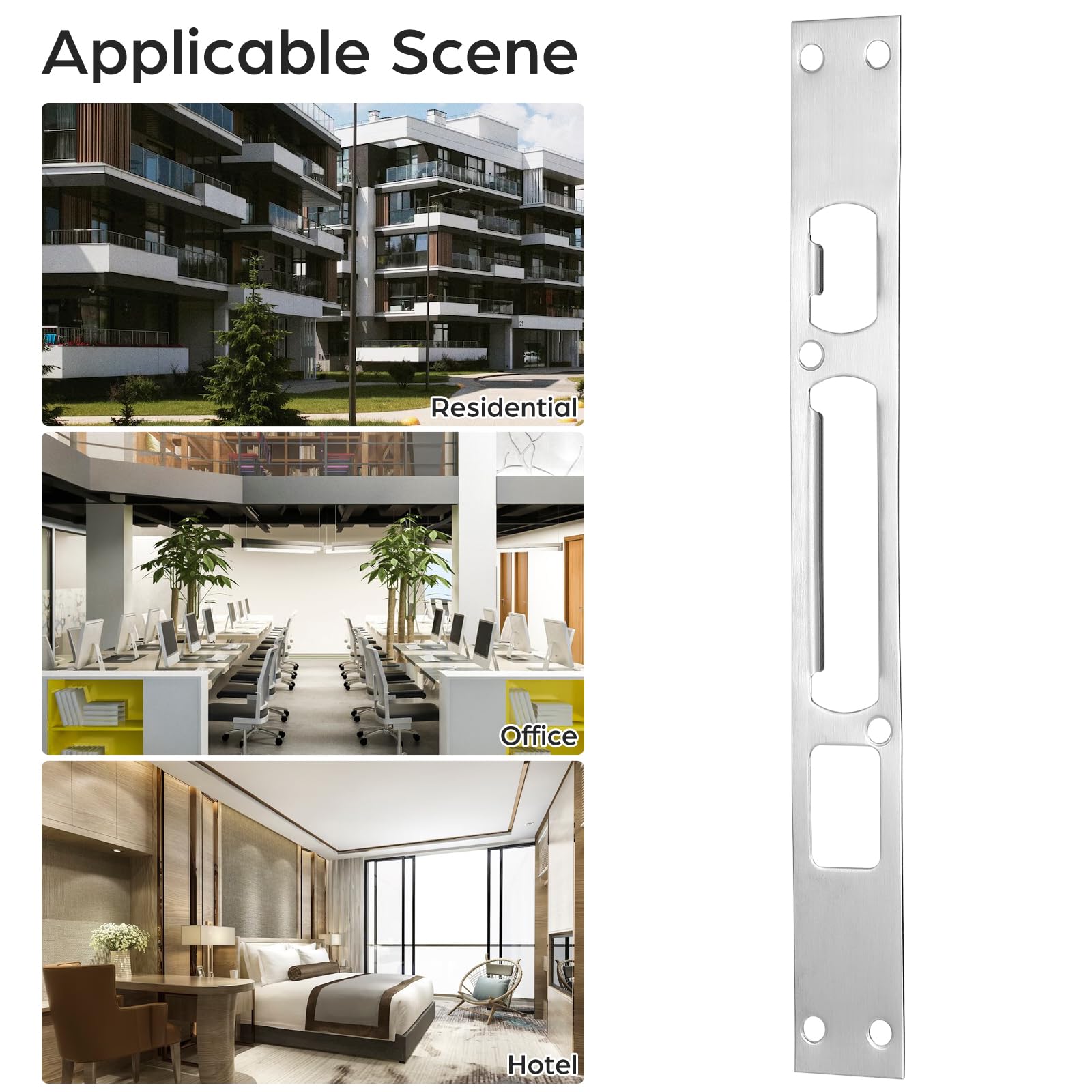 PartyKindom 2-Pack Door Strike Plate Filler – Self-Adhesive Steel Reinforcement Kit For Loose Door Locks, Easy Install, No Drill, Home Security Upgrade