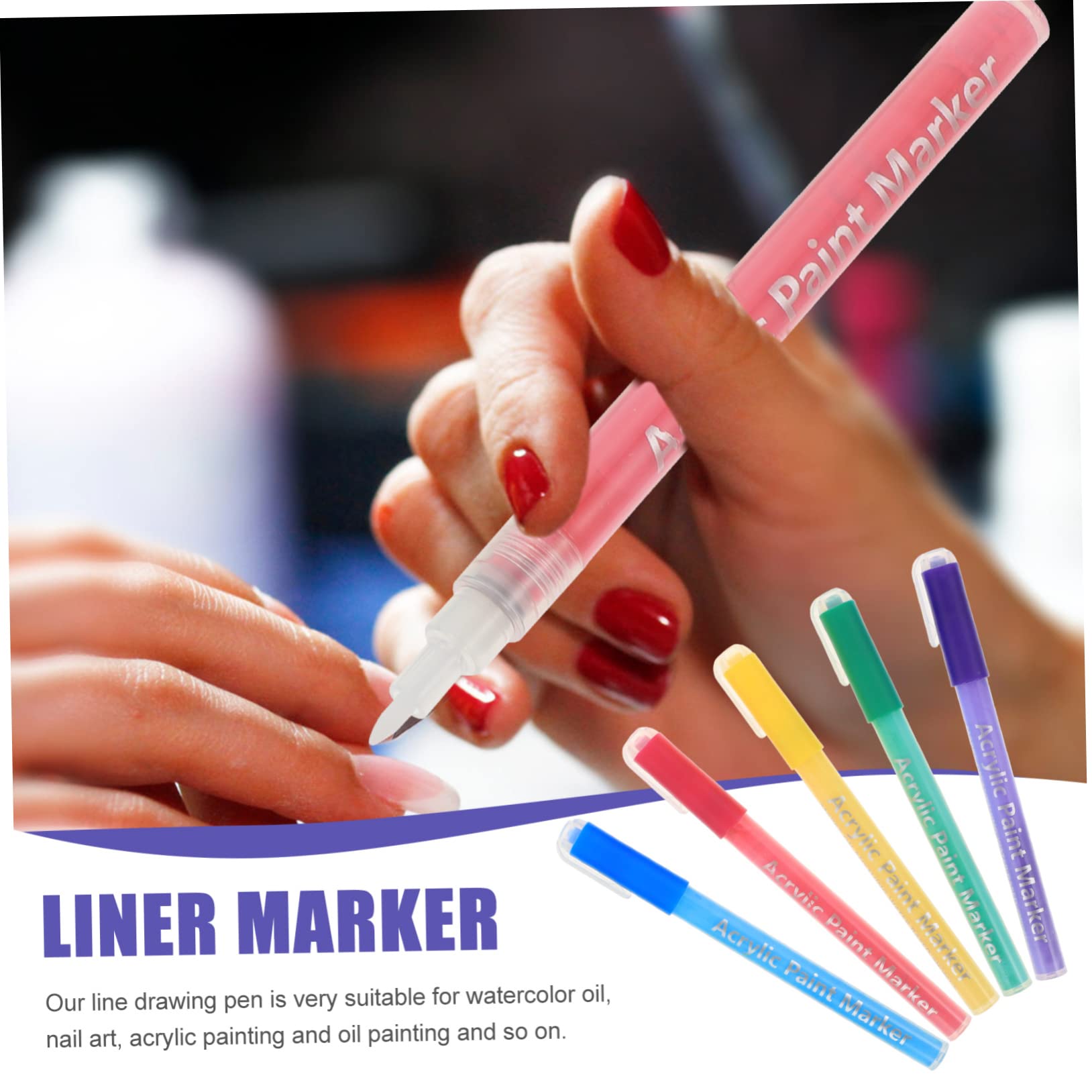 minkissy Set Di 3 Pennelli Per Nail Art Pennarello Per Liner Strumenti Per Nail Art 5 Pezzi*3