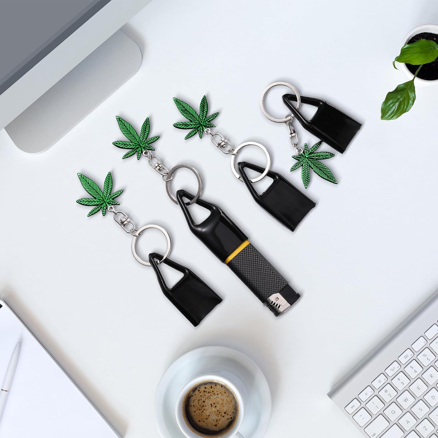 Cinnvoice 12 Pcs 420 Weed Gift Weed Keychain with Lighter Holder