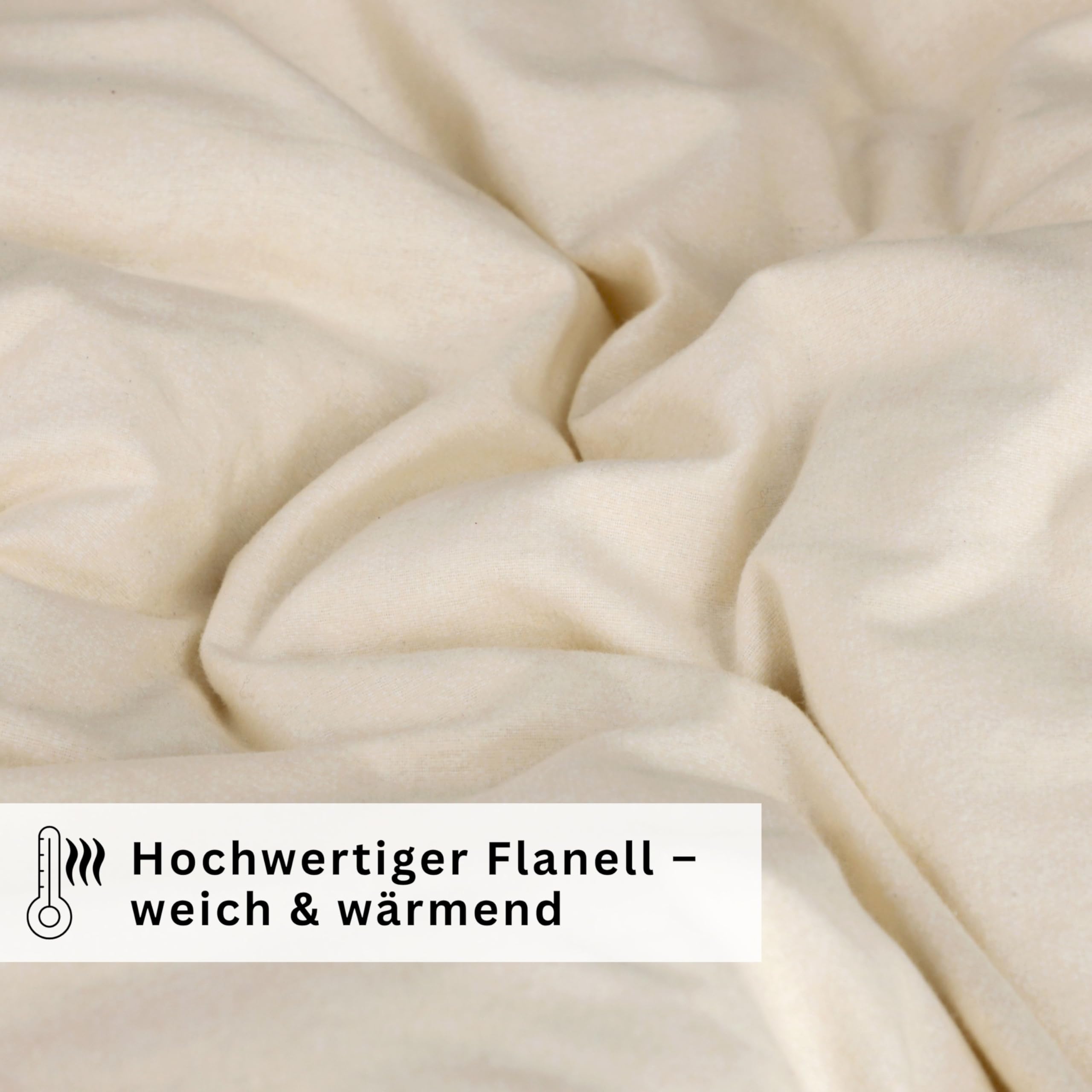 Esprit Ropa de cama de franela, 140 x 200 cm, algodón beis, lujoso, ropa de cama de 2 piezas, ecológico, suave, cálido y mullido, 1 funda de edredón de 140 x 200 cm y 1 funda de almohada de 70 x 90 cm