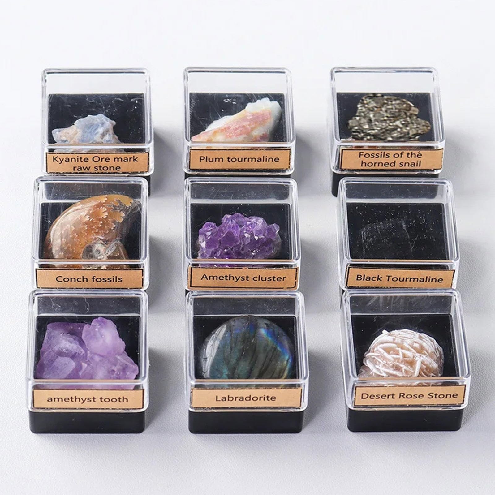 Cristalli Chakra e Pietre Curative in Confezione Regalo - Set di 9 Pezzi di Cristallo Naturale di Quarzo Grezzo per L'educazione su Rocce e Minerali, Pietre Preziose dei Chakra Curativi