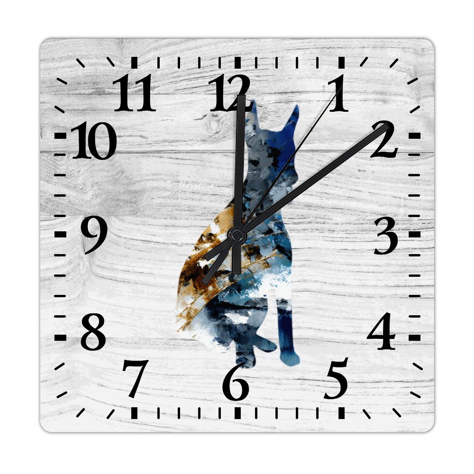 Horloge murale carrée Doberman en bois unique, le cadeau pour maman idéal